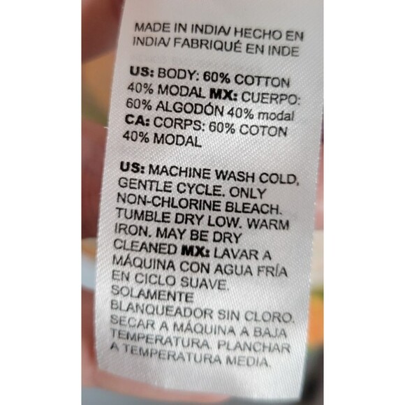 Chico's Short Sleeve Top Size L Vibrant Colorful Cotton Puff Shoulder Vacation - Picture 4 of 5